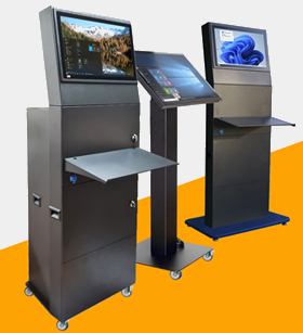 Multitouch-Kiosk für die Produktion mit Akkupack - 10 Stunde Betrieb ohne Steckdose - für die papierlose Produktion - Darstellung von Fertigungsunterlagen oder ansicht von technischen Zeichungen